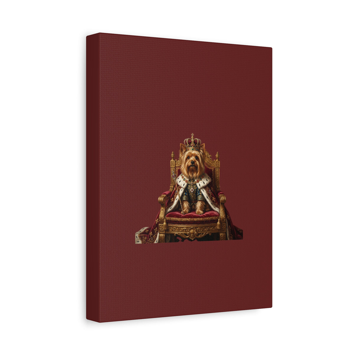 Royal Yorkie Canvas Art – King Dog Portrait Matte Stretched Wall Decor