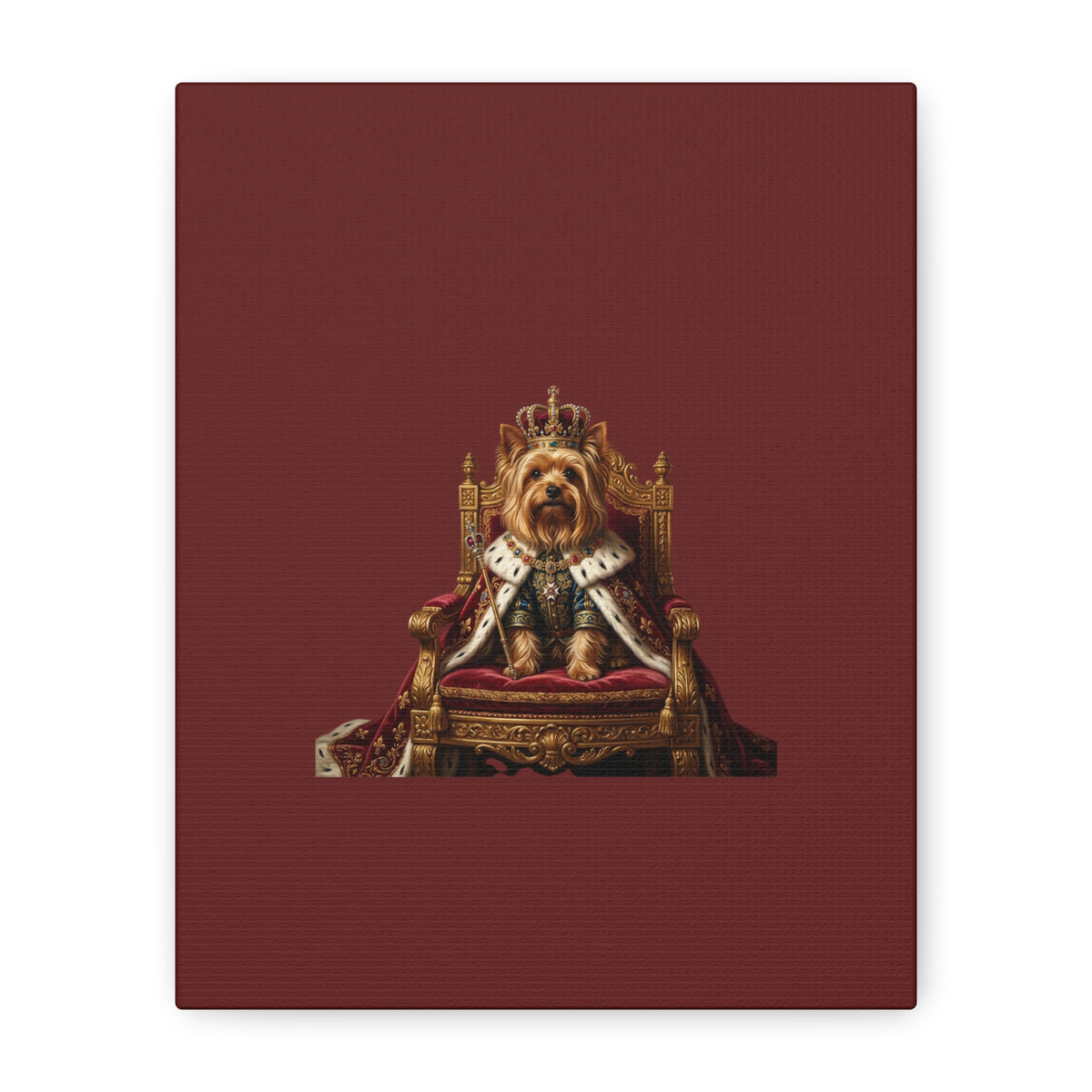 Royal Yorkie Canvas Art – King Dog Portrait Matte Stretched Wall Decor