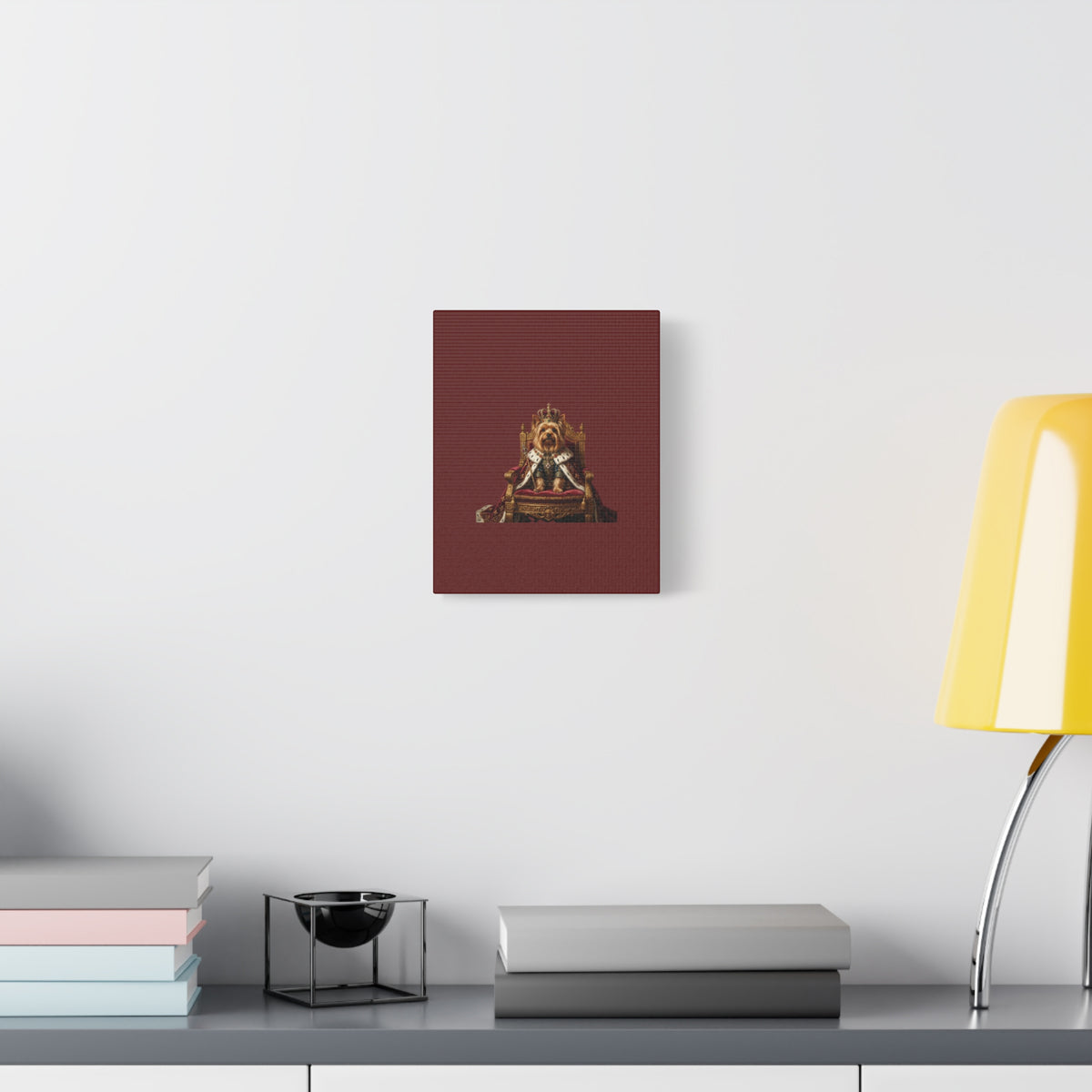 Royal Yorkie Canvas Art – King Dog Portrait Matte Stretched Wall Decor