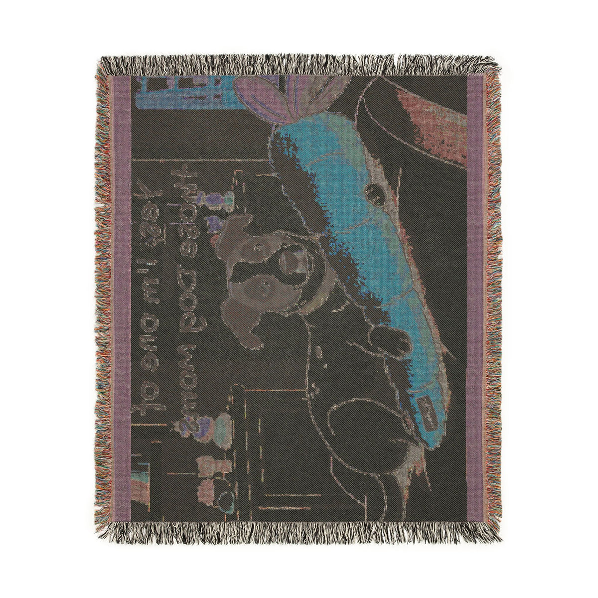 Woven Blanket — Vintage Logo Throw Blanket, Cozy Fringe Jacquard for Living Room & Gift
