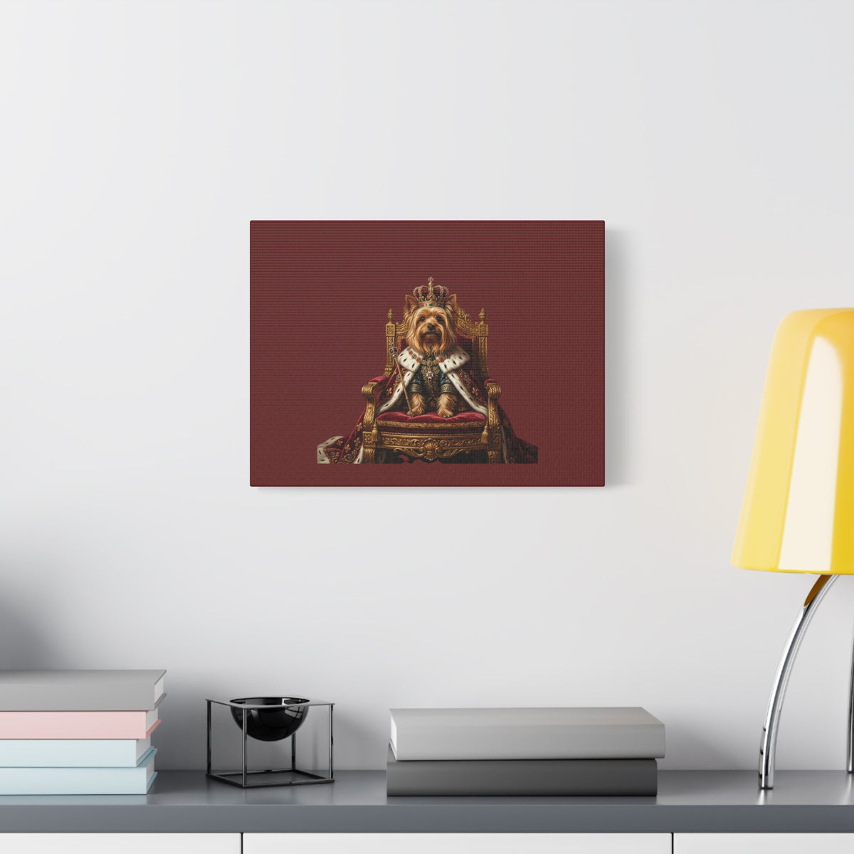 Royal Yorkie Canvas Art – King Dog Portrait Matte Stretched Wall Decor