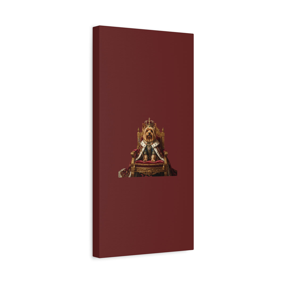 Royal Yorkie Canvas Art – King Dog Portrait Matte Stretched Wall Decor
