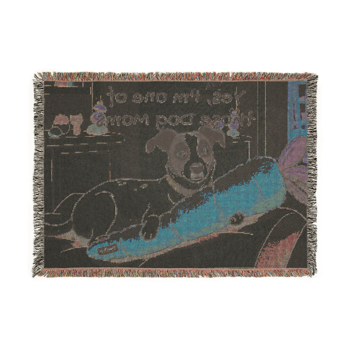 Woven Blanket — Vintage Logo Throw Blanket, Cozy Fringe Jacquard for Living Room & Gift