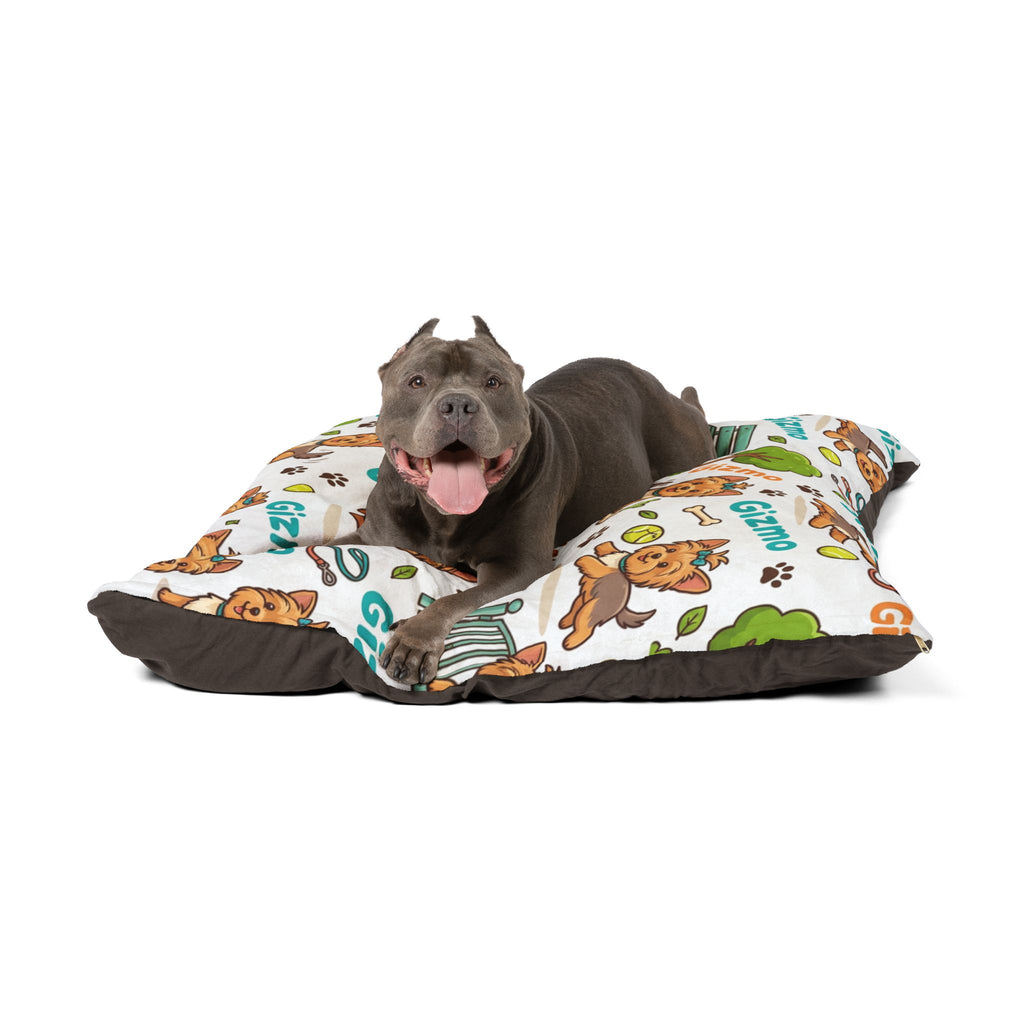 Personalized Dog Pet Bed — Cute Yorkie Pattern with Name ‘Gizmo’