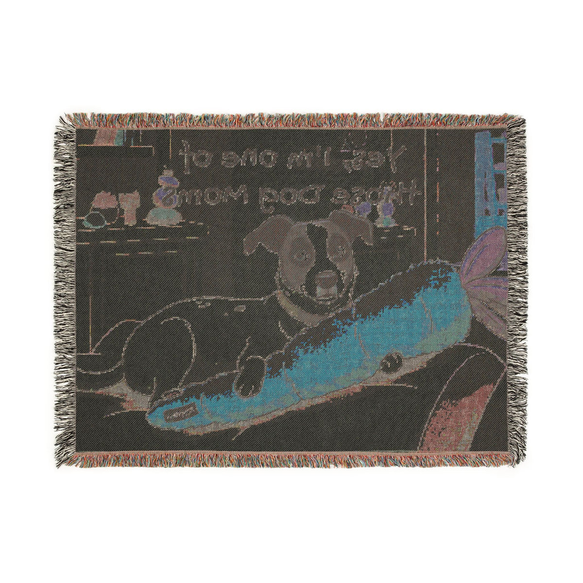 Woven Blanket — Vintage Logo Throw Blanket, Cozy Fringe Jacquard for Living Room & Gift