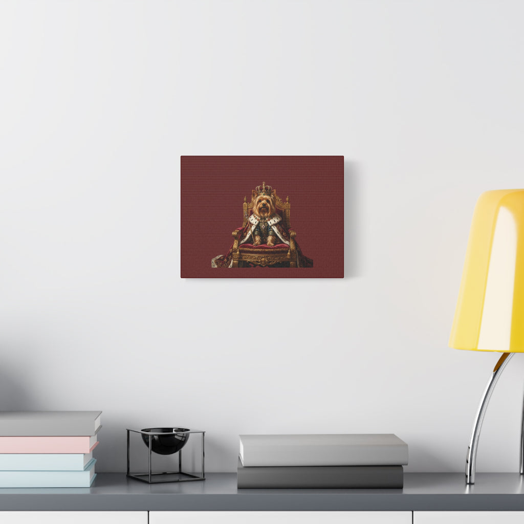 Royal Yorkie Canvas Art – King Dog Portrait Matte Stretched Wall Decor