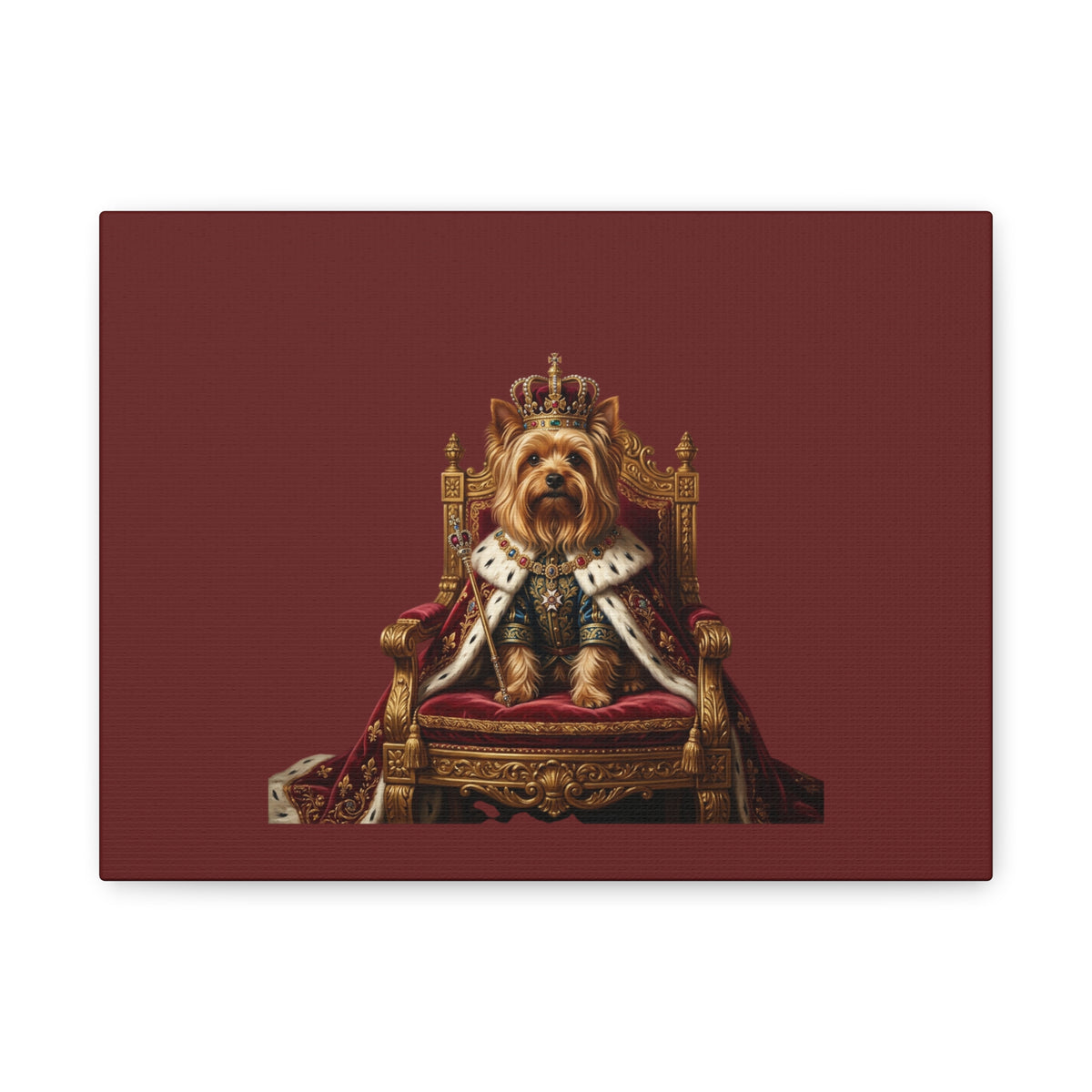 Royal Yorkie Canvas Art – King Dog Portrait Matte Stretched Wall Decor