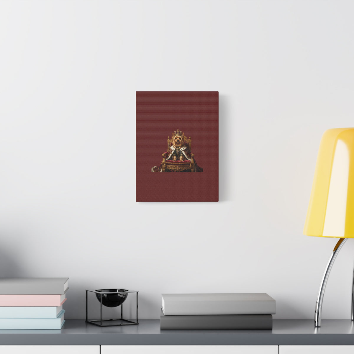 Royal Yorkie Canvas Art – King Dog Portrait Matte Stretched Wall Decor