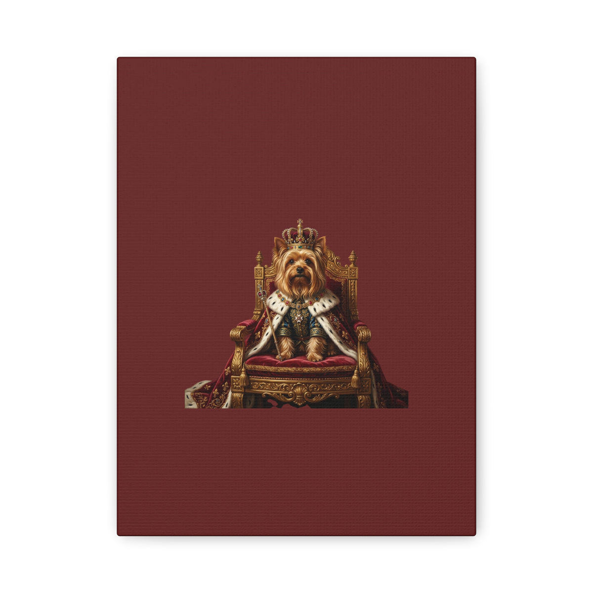 Royal Yorkie Canvas Art – King Dog Portrait Matte Stretched Wall Decor