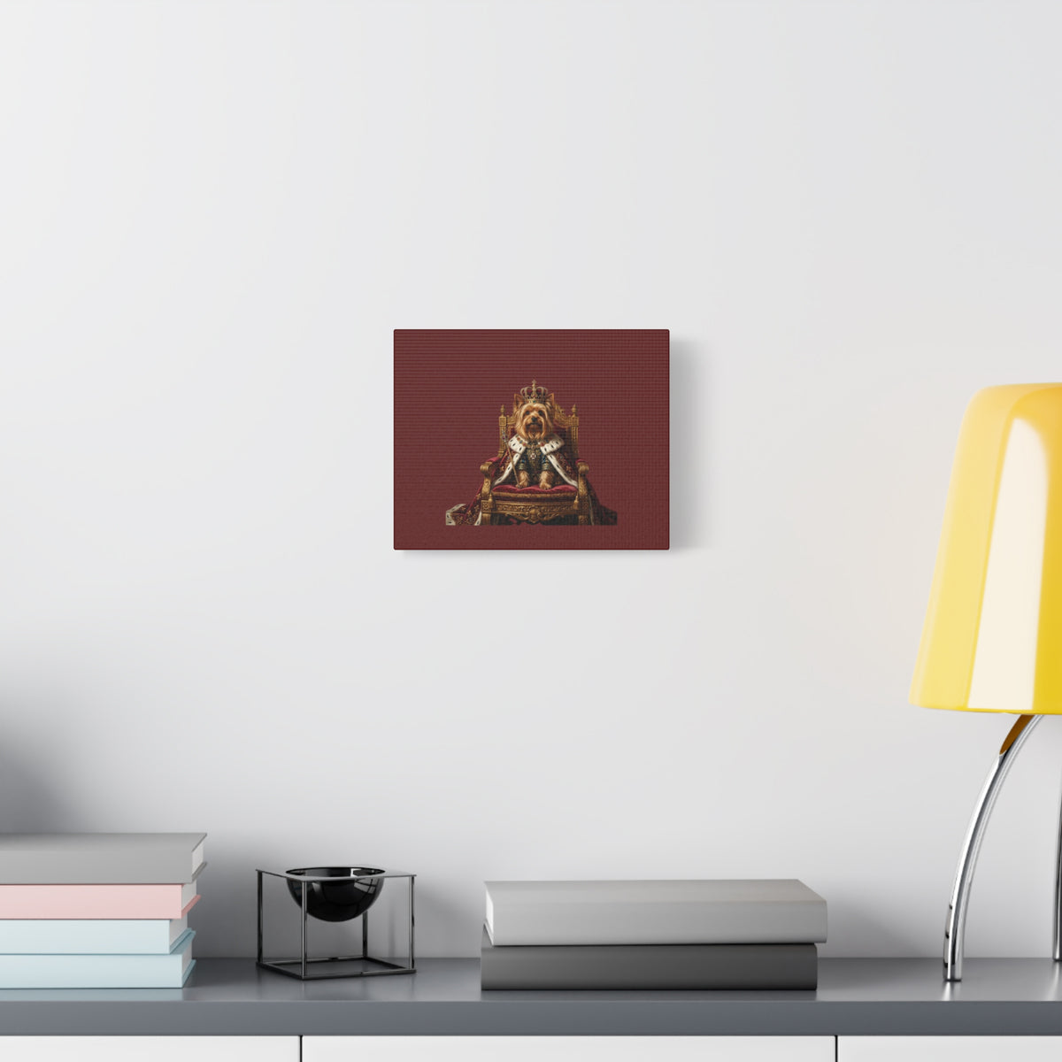 Royal Yorkie Canvas Art – King Dog Portrait Matte Stretched Wall Decor