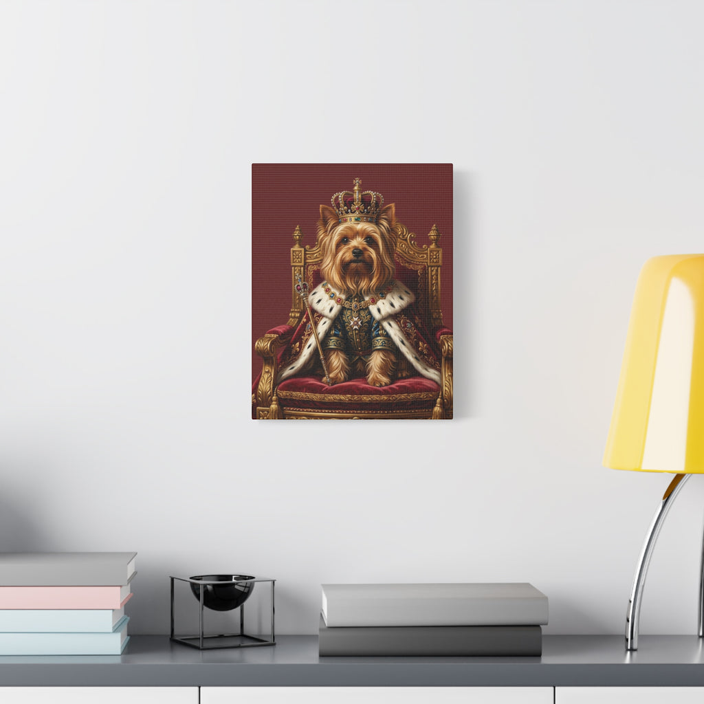 Royal Yorkie Canvas Art – King Dog Portrait Matte Stretched Wall Decor