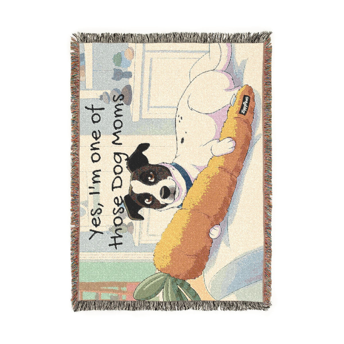 Woven Blanket — Vintage Logo Throw Blanket, Cozy Fringe Jacquard for Living Room & Gift