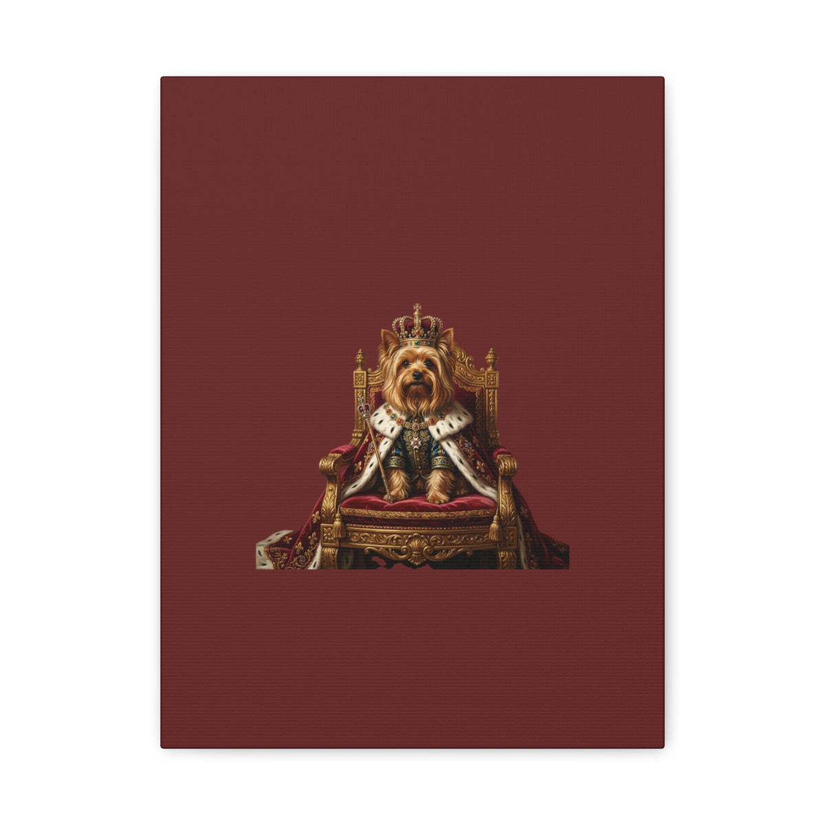 Royal Yorkie Canvas Art – King Dog Portrait Matte Stretched Wall Decor