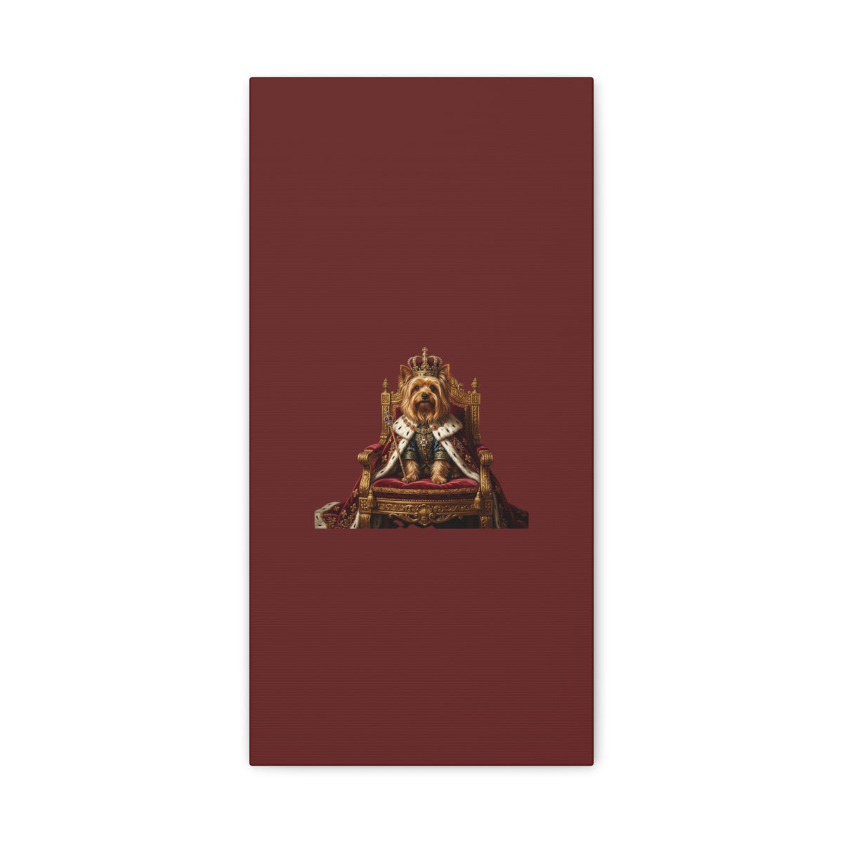 Royal Yorkie Canvas Art – King Dog Portrait Matte Stretched Wall Decor