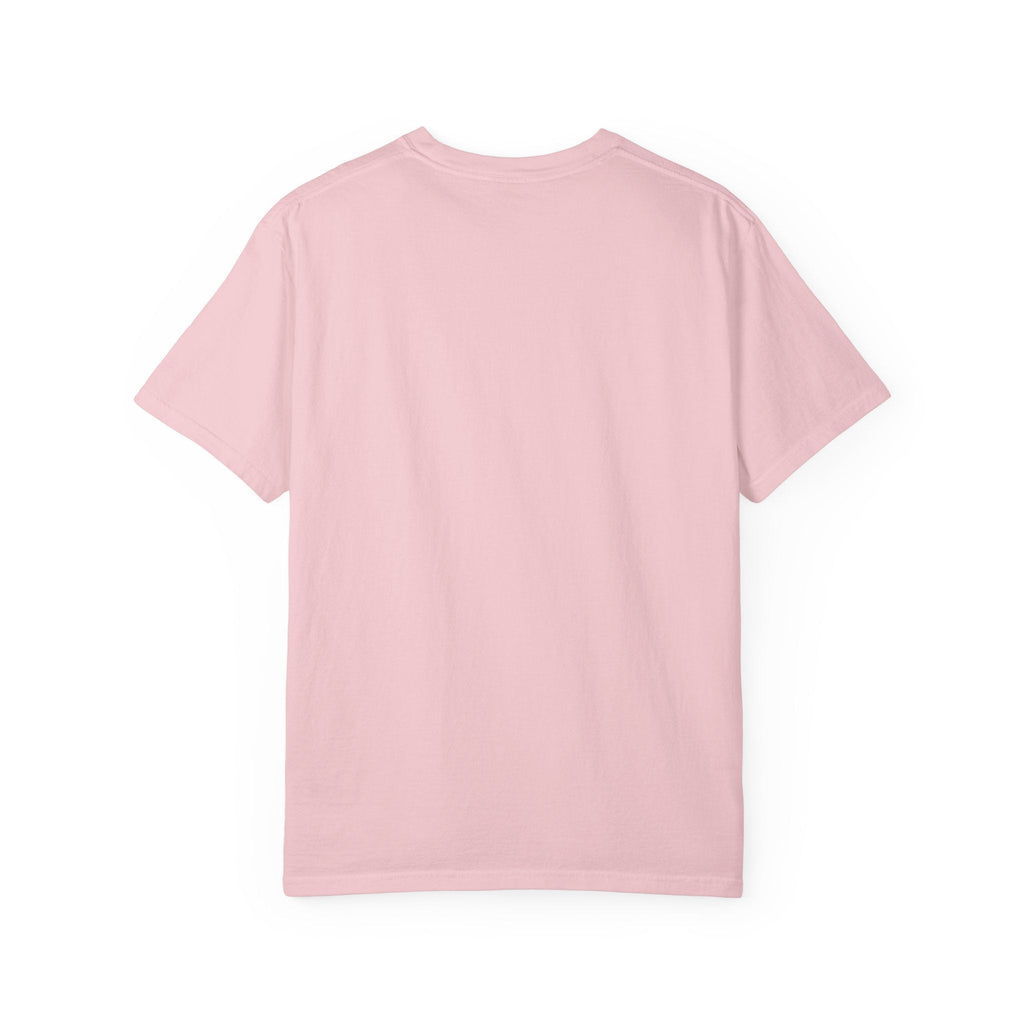 Paws And Printables light pink garment-dyed cotton t-shirt, back view showing relaxed fit and soft texture